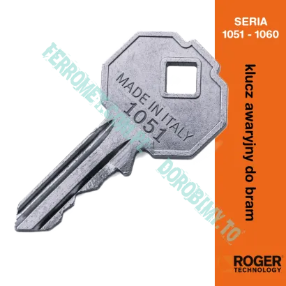 Dorobienie klucza awaryjnego do bramy ROGER TECHNOLOGY (Seria 1051 - 1060)