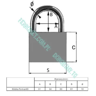 Kłódka bębenkowa FORMAN zatrzaskowa, żeliwna | 63mm - 2