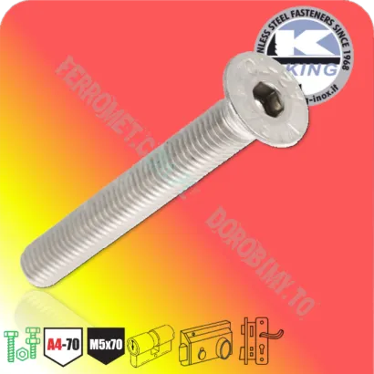 Śruba do wkładki M5x70 stal nierdzewna A4-70