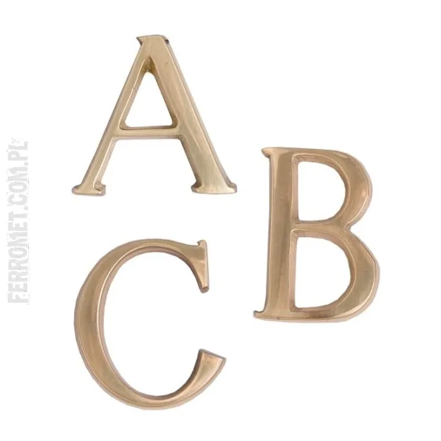Mosiężne litery A-Z do oznakowania posesji, 5 cm