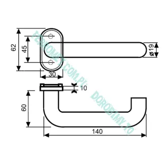 Klamka INOX na owalnym szyldzie, U-form - 2