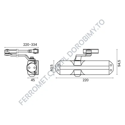 Samozamykacz hydrauliczny DORMA TS68 z ramieniem - 3